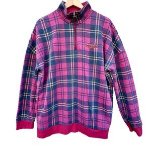 Wizarding World Harry Potter Gryffindor 1/4 Zip Pullover Large Red Plaid Pockets